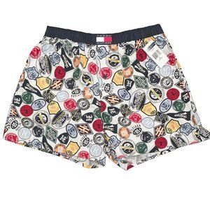 NEW Vintage Tommy Hilfiger Boxers (Shorts ) White With Varsity Emblems RUN SMALL